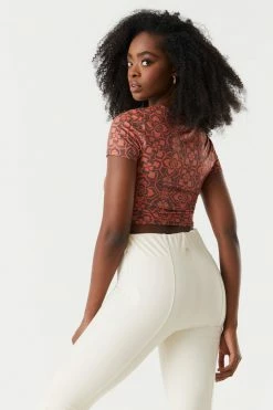 Stitches Ladies Tops Printed Cut-Out Crop Top