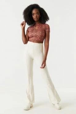 Stitches Ladies Tops Printed Cut-Out Crop Top