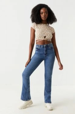 Stitches Ladies Zebra Print Crossover Self-Tie Waist Crop Top Tops 5 Stitches Ladies Zebra Print Crossover Self-Tie Waist Crop Top Tops