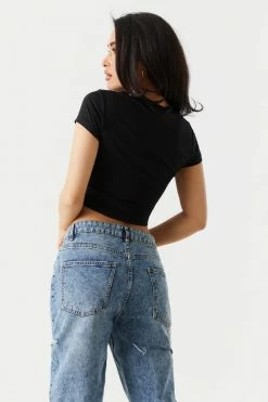 Stitches Ladies Cinched Front Cut-Out Crop Top Tops