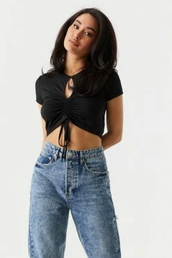 Stitches Ladies Cinched Front Cut-Out Crop Top Tops