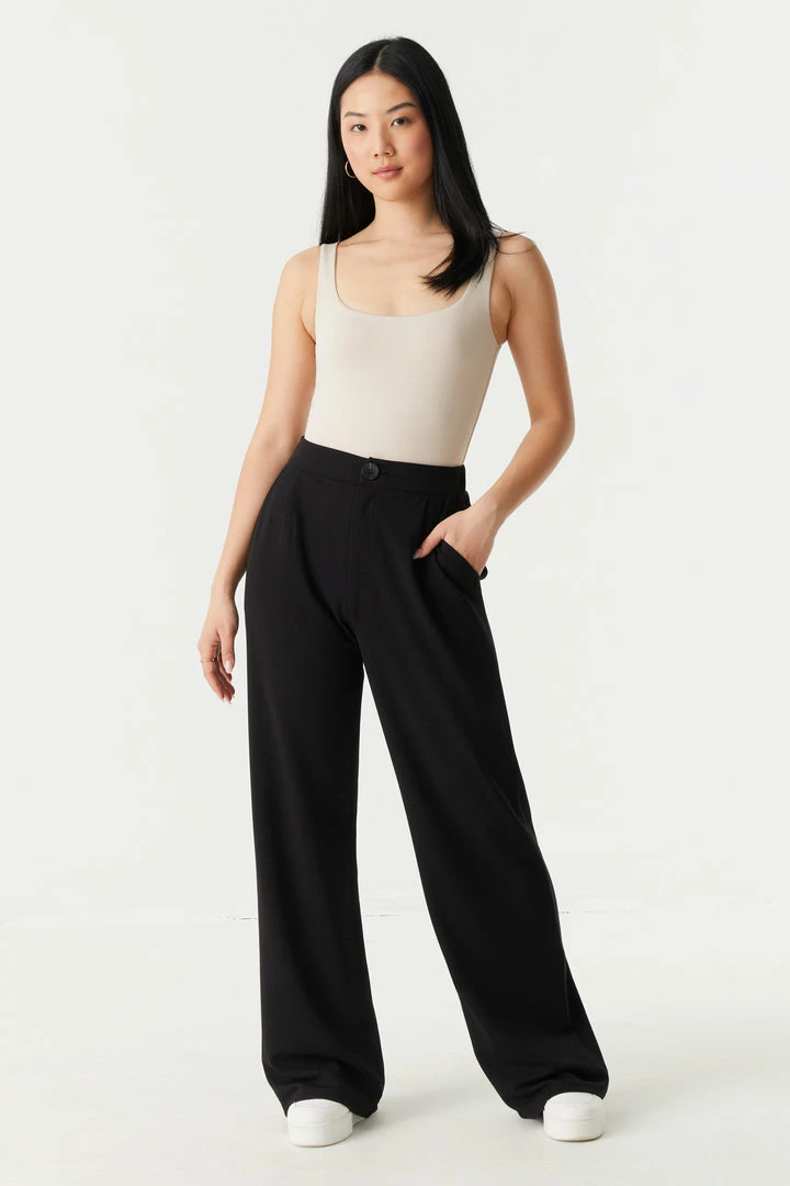 Stitches Ladies Wide Leg High-Rise Crepe Knit Trouser Bottoms 7 Stitches Ladies Wide Leg High-Rise Crepe Knit Trouser Bottoms