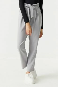 Stitches Ladies Bottoms Self-Tie Crepe Knit Paperbag Mom Pant