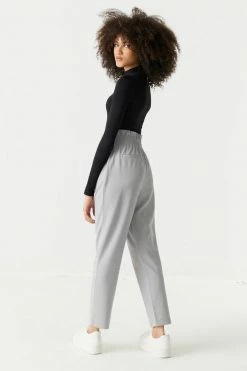 Stitches Ladies Bottoms Self-Tie Crepe Knit Paperbag Mom Pant