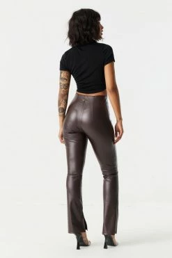 Stitches Ladies Bottoms Faux-Leather Inside Slit Flare Pant 16 Stitches Ladies Bottoms Faux-Leather Inside Slit Flare Pant
