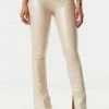 Stitches Ladies Bottoms Faux-Leather Inside Slit Flare Pant