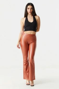 Stitches Ladies Faux-Leather Pull-on Flare Pant