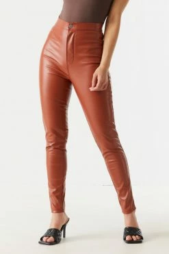 Stitches Ladies High-Rise Faux-leather Pant Bottoms