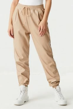 Stitches Ladies Faux-Leather Self-Tie Drawstring Jogger 16 Stitches Ladies Faux-Leather Self-Tie Drawstring Jogger