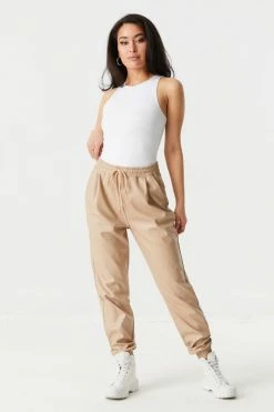 Stitches Ladies Faux-Leather Self-Tie Drawstring Jogger 15 Stitches Ladies Faux-Leather Self-Tie Drawstring Jogger