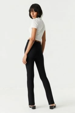Stitches Ladies Ribbed Front Slit Slim Pant