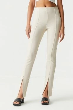 Stitches Ladies Ribbed Front Slit Slim Pant