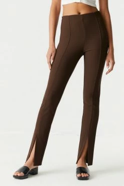 Stitches Ladies Ribbed Front Slit Slim Pant
