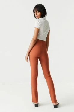 Stitches Ladies Ribbed Front Slit Slim Pant