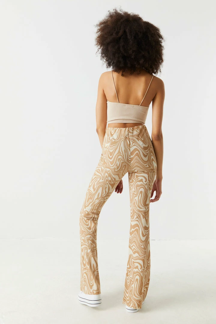 Stitches Ladies Tan Marble High-Rise Crepe Knit Flare Pant 3 Stitches Ladies Tan Marble High-Rise Crepe Knit Flare Pant