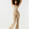 Stitches Ladies Tan Marble High-Rise Crepe Knit Flare Pant