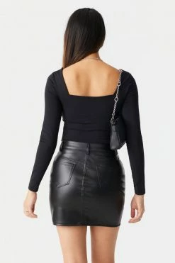 Stitches Ladies Five Pocket Faux-Leather Mini Skirt