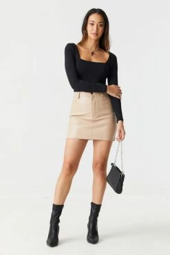 Stitches Ladies Five Pocket Faux-Leather Mini Skirt