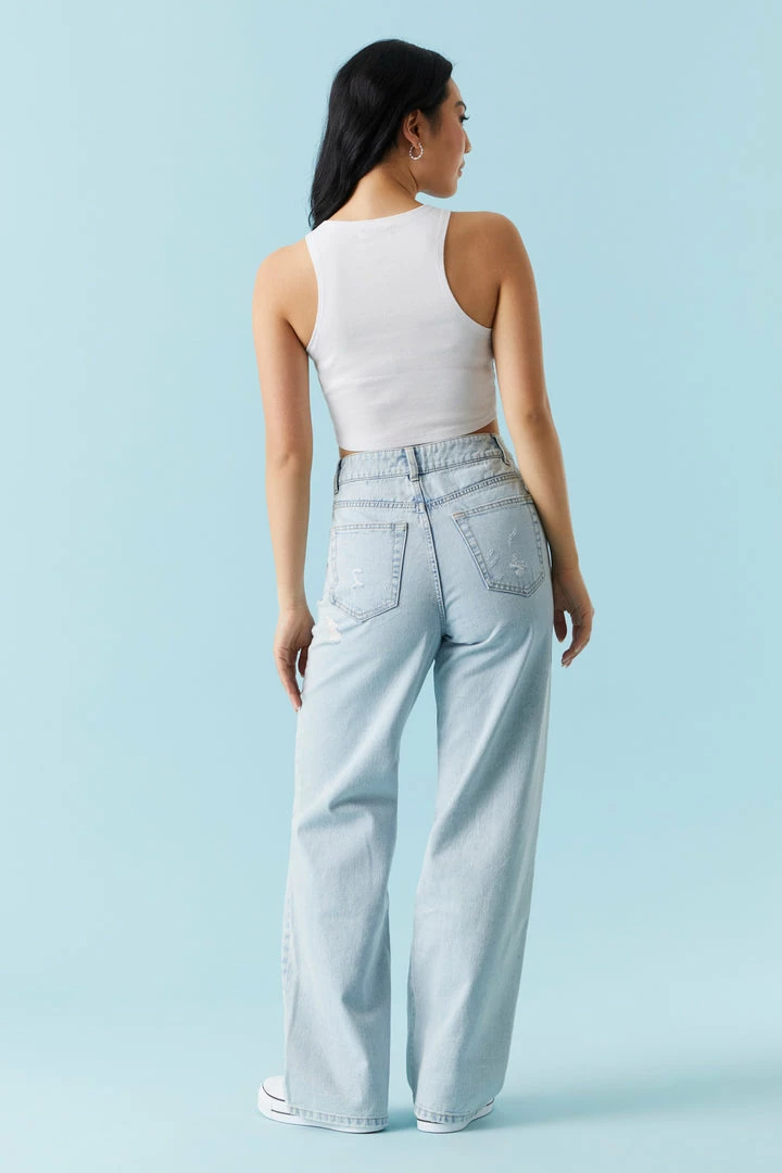 Stitches Ladies Refuge Jeans Refuge High-Rise Light Wash Distressed Wide Leg Jean 3 Stitches Ladies Refuge Jeans Refuge High-Rise Light Wash Distressed Wide Leg Jean