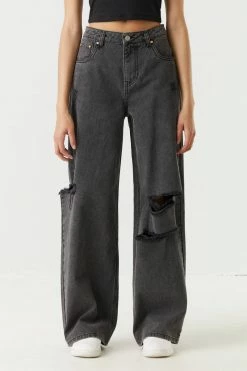 Stitches Ladies Refuge Ultra High-Rise Distressed Black Wash Loose Leg Jean