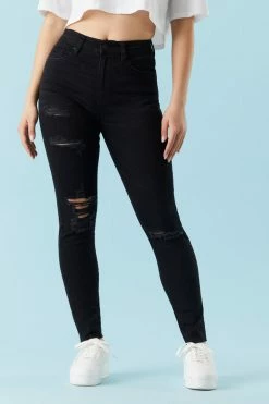 Stitches Ladies Refuge Jeans Refuge High-Rise Black Wash Distressed Skinny Jean