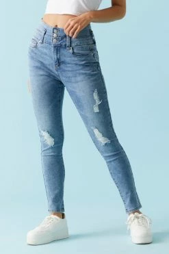 Stitches Ladies Refuge High-Rise Push-Up Distressed Medium Wash Skinny Jean