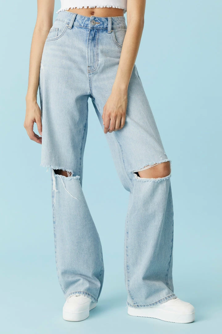 Stitches Ladies Refuge Distressed Light Wash Wide Leg Jean 2 Stitches Ladies Refuge Distressed Light Wash Wide Leg Jean