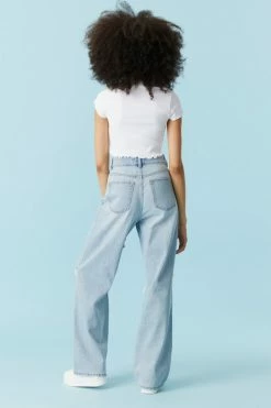 Stitches Ladies Refuge Distressed Light Wash Wide Leg Jean 5 Stitches Ladies Refuge Distressed Light Wash Wide Leg Jean