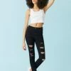 Stitches Ladies Refuge High-Rise Distressed Black Wash Skinny Jean Refuge Jeans