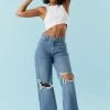 Stitches Ladies Refuge High-Rise Distressed Medium Wash Loose Leg Jean Refuge Jeans