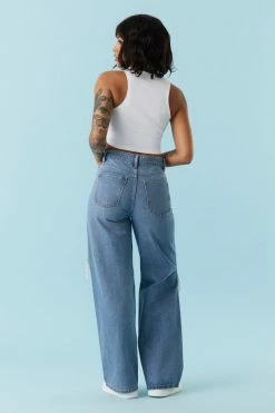 Stitches Ladies Refuge High-Rise Distressed Medium Wash Loose Leg Jean Refuge Jeans 5 Stitches Ladies Refuge High-Rise Distressed Medium Wash Loose Leg Jean Refuge Jeans