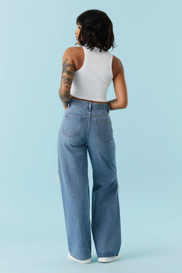 Stitches Ladies Refuge High-Rise Distressed Medium Wash Loose Leg Jean Refuge Jeans 3 Stitches Ladies Refuge High-Rise Distressed Medium Wash Loose Leg Jean Refuge Jeans