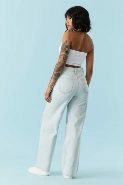 Stitches Ladies Refuge High-Rise Distressed Bleached Wash Loose Leg Jean Refuge Jeans