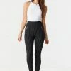 Stitches Ladies Soft Pinstripe High-Rise Zip-Up Pocket Legging Bottoms