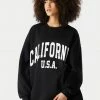 Stitches Ladies California Graphic Oversized Varsity Sweatshirt Dress Long Sleeve