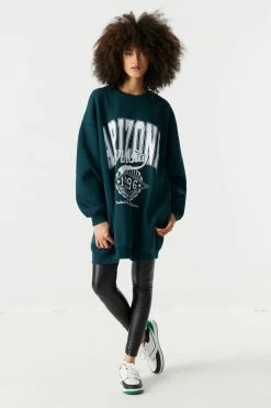 Stitches Ladies Long Sleeve Arizona Graphic Oversized Varsity Sweatshirt Dress