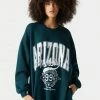 Stitches Ladies Long Sleeve Arizona Graphic Oversized Varsity Sweatshirt Dress