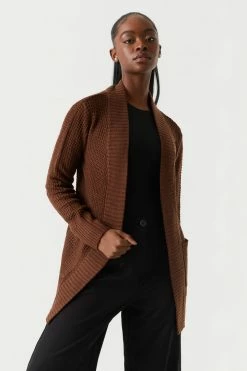Stitches Ladies Open Front Waffle Knit Cardigan