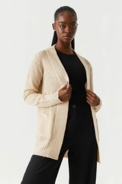 Stitches Ladies Open Front Waffle Knit Cardigan