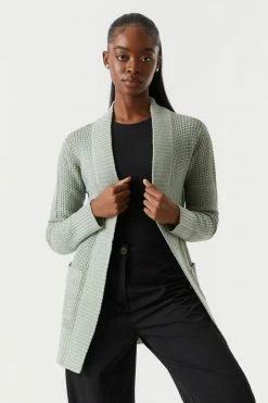 Stitches Ladies Open Front Waffle Knit Cardigan