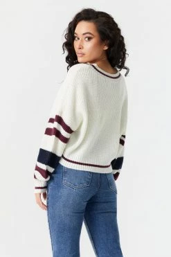 Stitches Ladies Sweaters S Graphic Varsity Colour Block Cropped Button-Up Cardigan