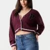 Stitches Ladies Sweaters Cable Knit P Graphic Varsity Button-Up Cardigan