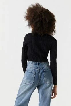 Stitches Ladies Cable Knit Button-Up Cropped Cardigan 16 Stitches Ladies Cable Knit Button-Up Cropped Cardigan