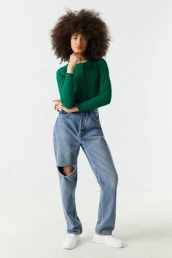 Stitches Ladies Cable Knit Button-Up Cropped Cardigan 14 Stitches Ladies Cable Knit Button-Up Cropped Cardigan