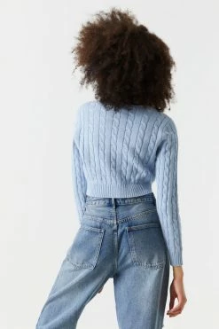 Stitches Ladies Cable Knit Button-Up Cropped Cardigan 22 Stitches Ladies Cable Knit Button-Up Cropped Cardigan