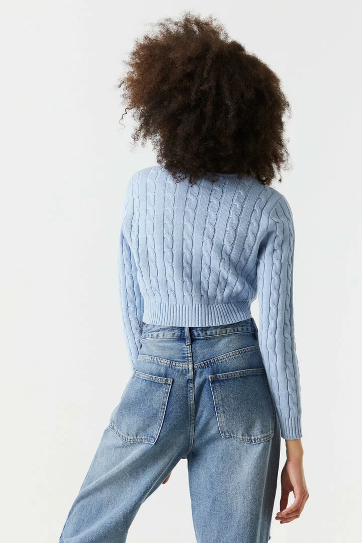 Stitches Ladies Cable Knit Button-Up Cropped Cardigan 11 Stitches Ladies Cable Knit Button-Up Cropped Cardigan