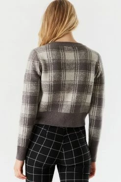 Stitches Ladies Sweaters Printed Mossy Knit Button-Up Cropped Cardigan