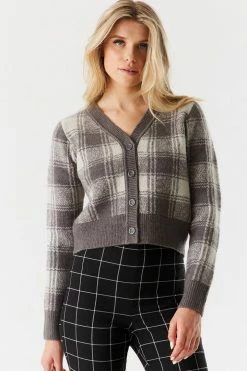 Stitches Ladies Sweaters Printed Mossy Knit Button-Up Cropped Cardigan