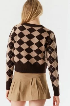 Stitches Ladies Sweaters Printed Mossy Knit Button-Up Cropped Cardigan