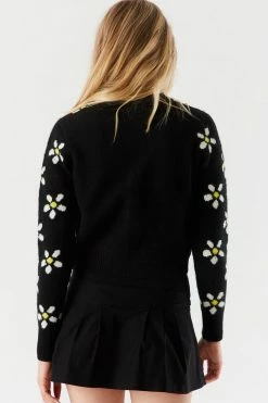 Stitches Ladies Sweaters Printed Mossy Knit Button-Up Cropped Cardigan